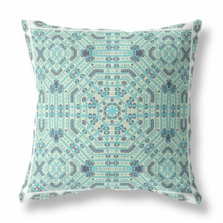 PALACEDESIGNS 18 in. Aqua Geostar Indoor & Outdoor Throw Pillow PA3684148